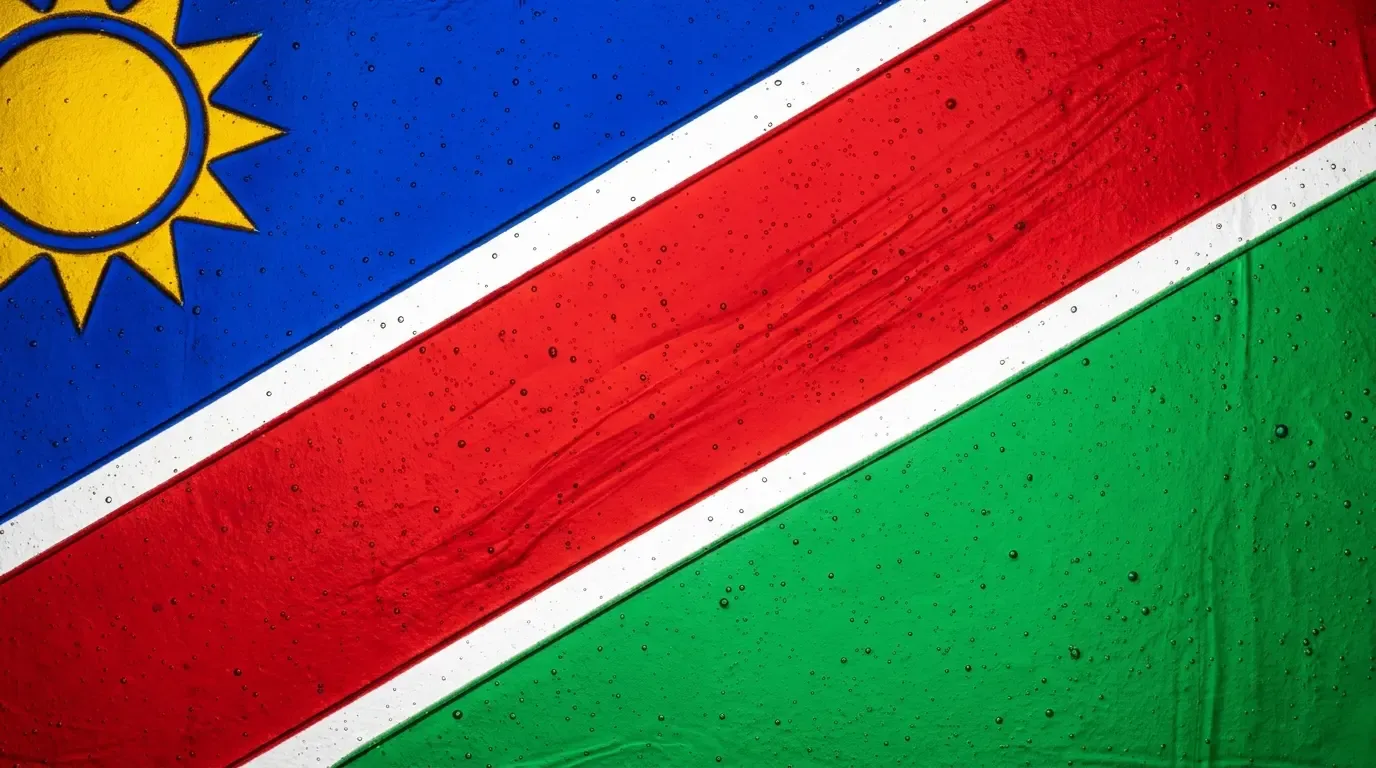 Artistic fused glass panel with the flag of Namibia