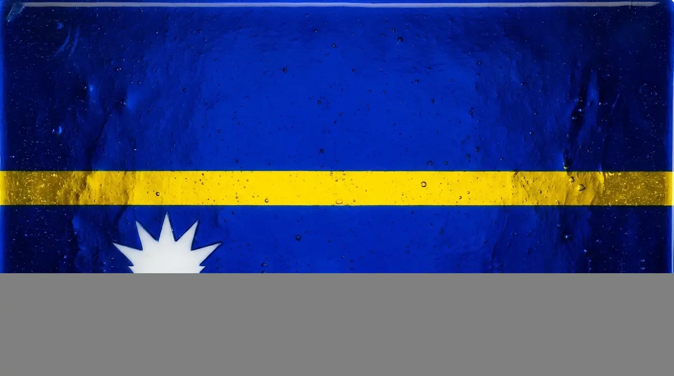 Artistic fused glass panel with the flag of Nauru