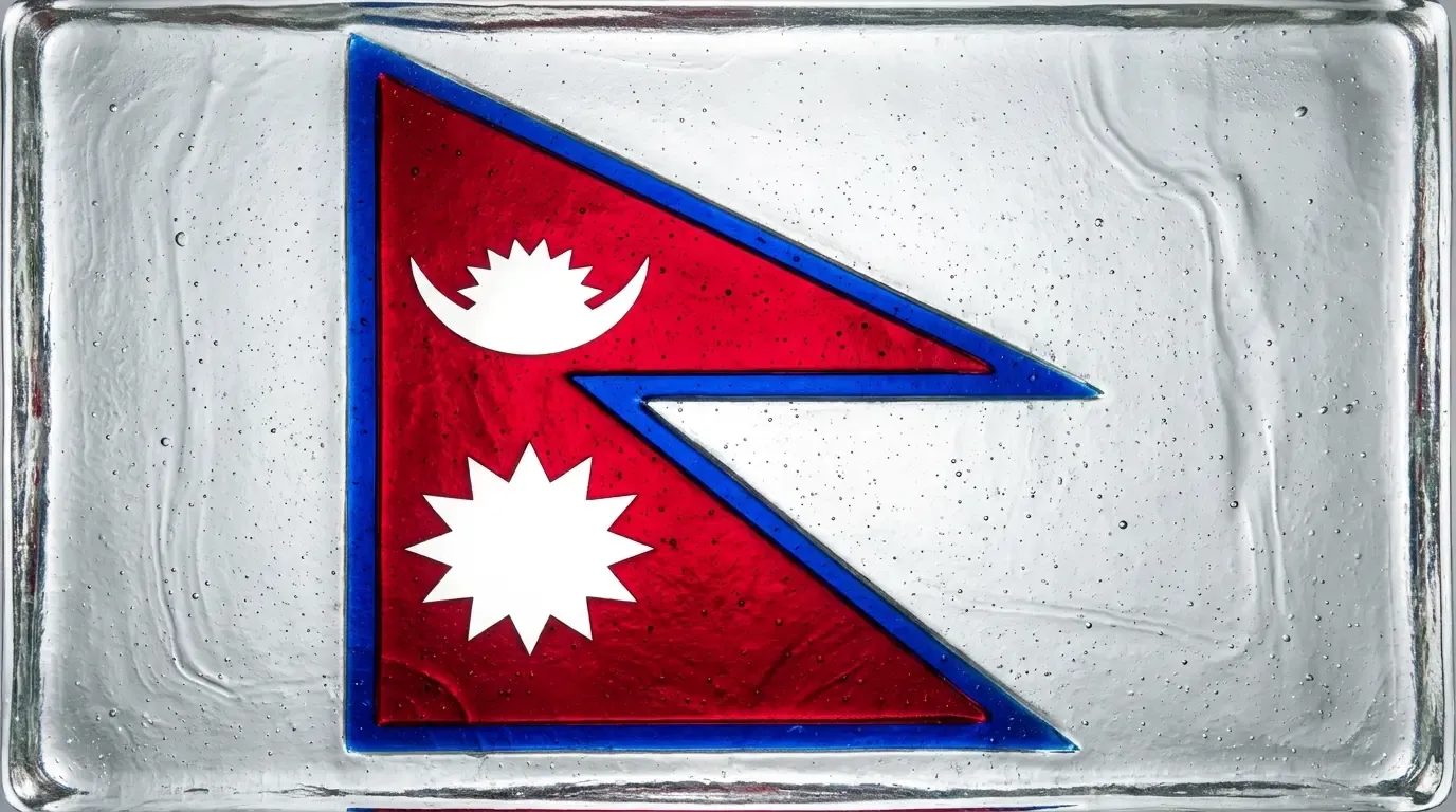 Panneau artistique en verre fusionné avec le drapeau de Népal