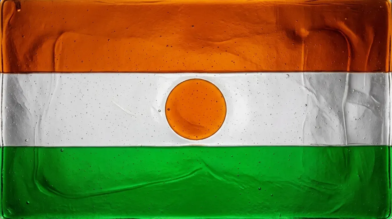 Artistic fused glass panel with the flag of Niger