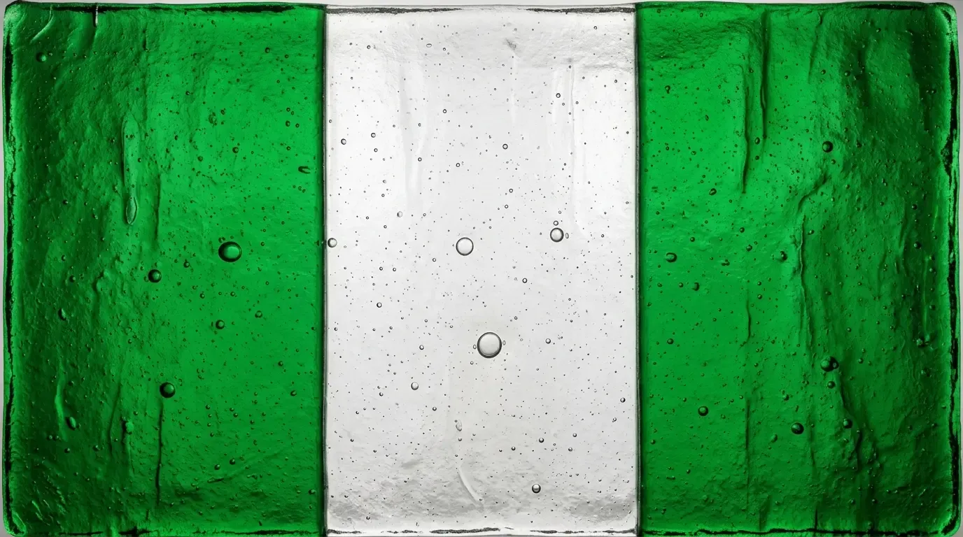 Artistic fused glass panel with the flag of Nigeria