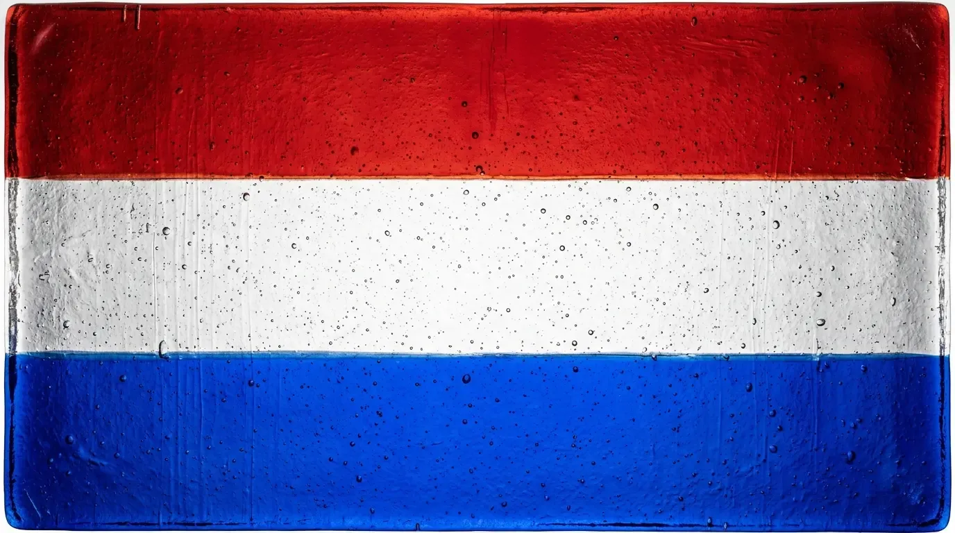 Panneau artistique en verre fusionné avec le drapeau de Pays-Bas