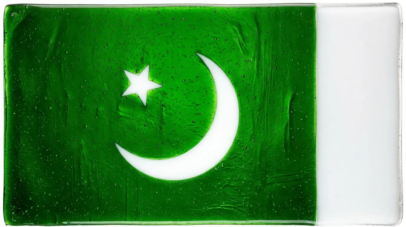 Panneau artistique en verre fusionné avec le drapeau de Pakistan