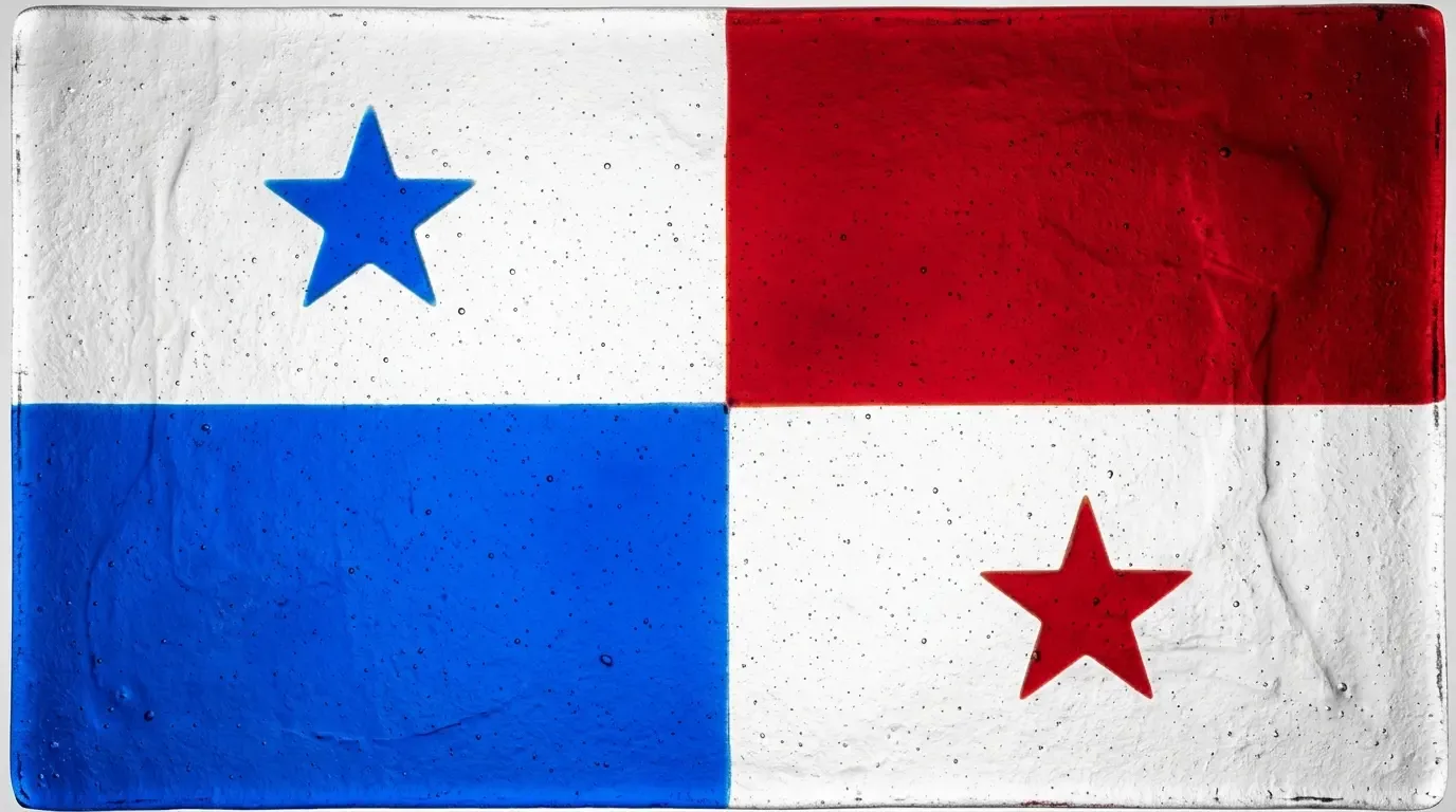 Artistic fused glass panel with the flag of Panama