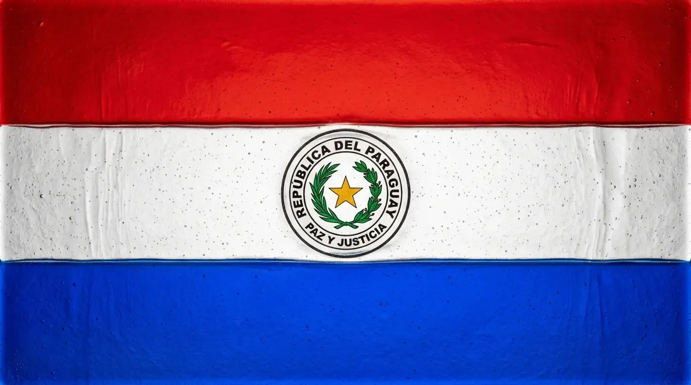 Panel artístico de vidrio fundido con la bandera de Paraguay