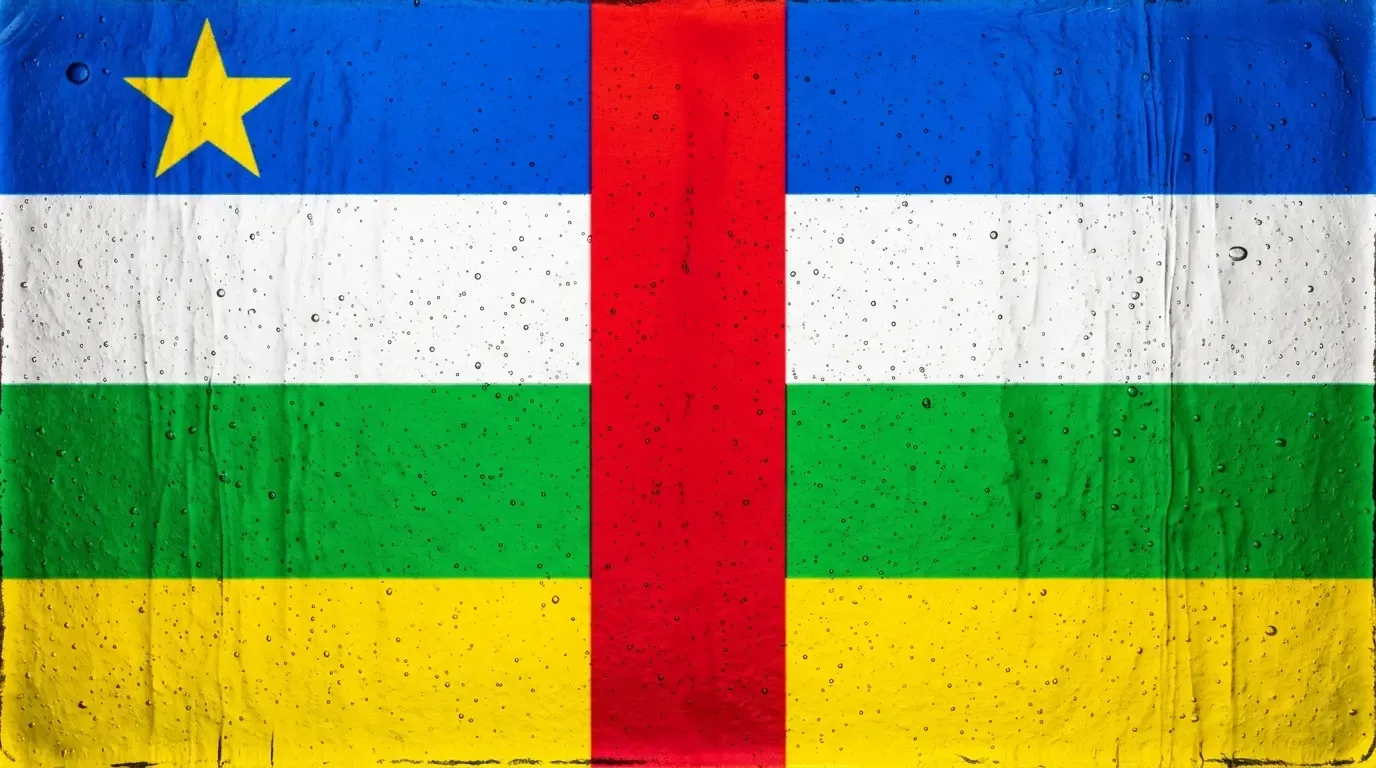 Artistic fused glass panel with the flag of Central African Republic