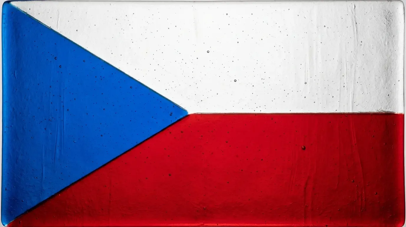 Artistic fused glass panel with the flag of Czech Republic
