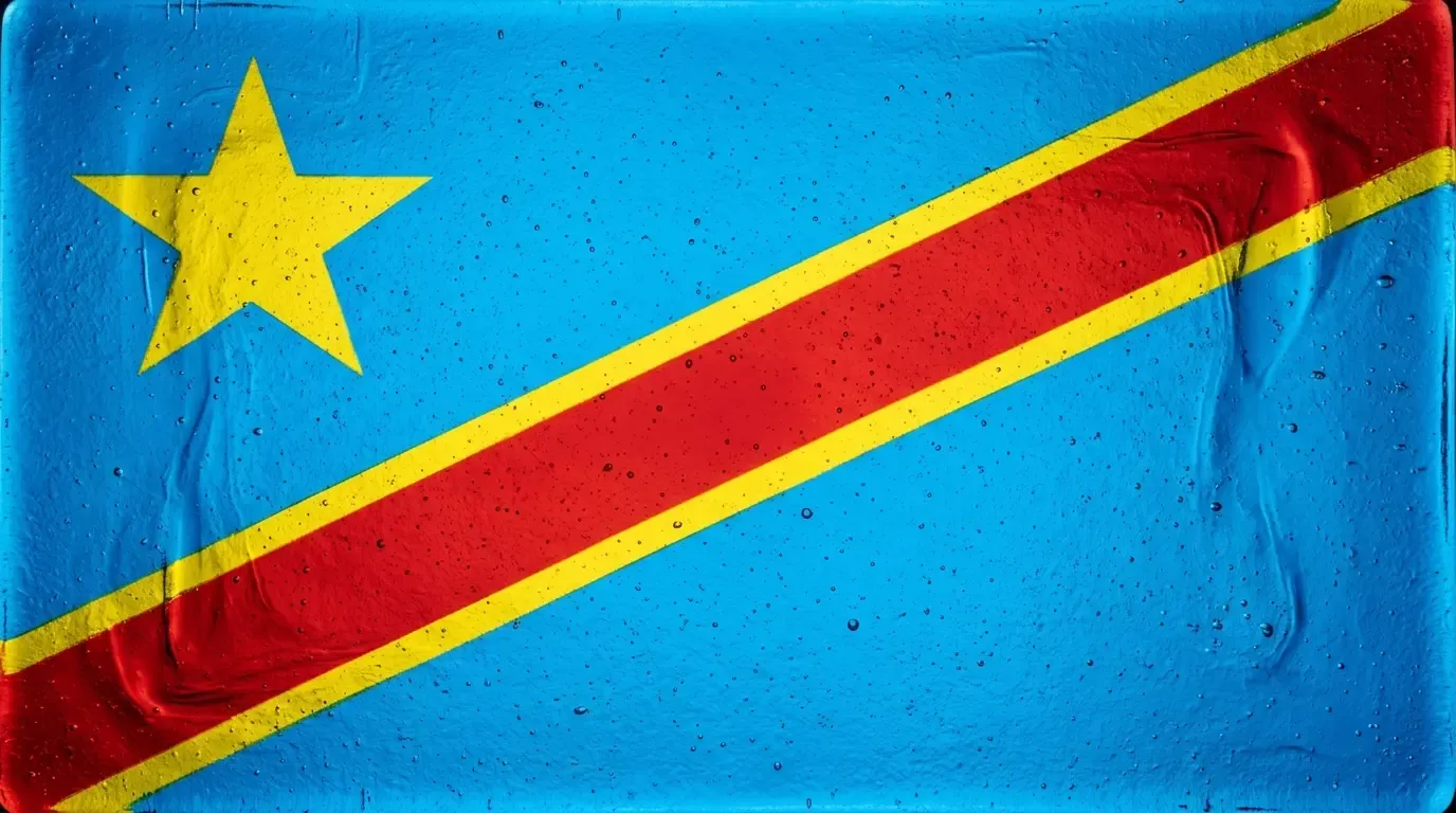 Artistic fused glass panel with the flag of Democratic Republic of the Congo