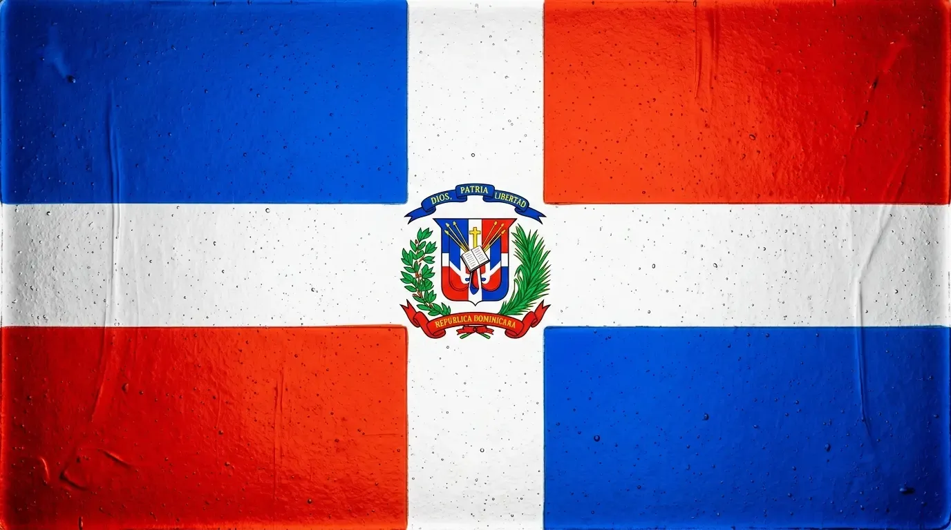Panel artístico de vidrio fundido con la bandera de República Dominicana
