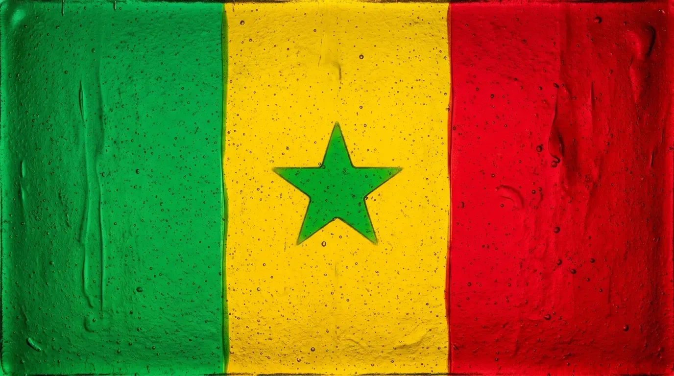Artistic fused glass panel with the flag of Senegal