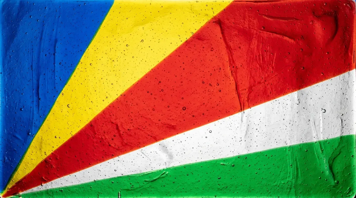 Artistic fused glass panel with the flag of Seychelles