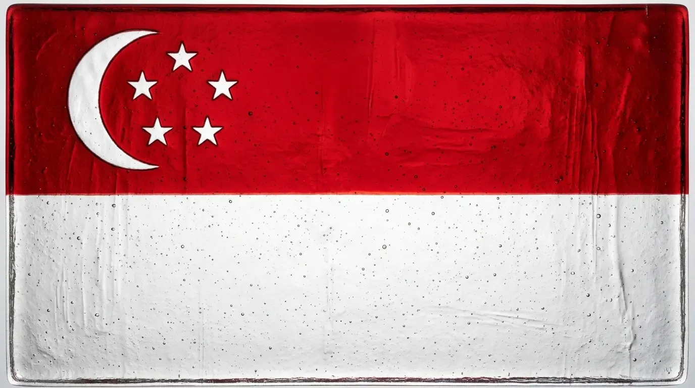 Panneau artistique en verre fusionné avec le drapeau de Singapour