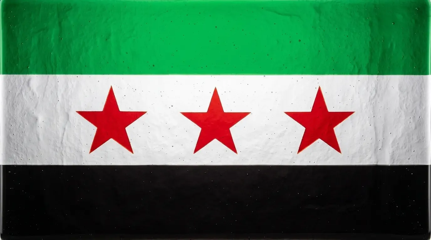 Artistic fused glass panel with the flag of Syria