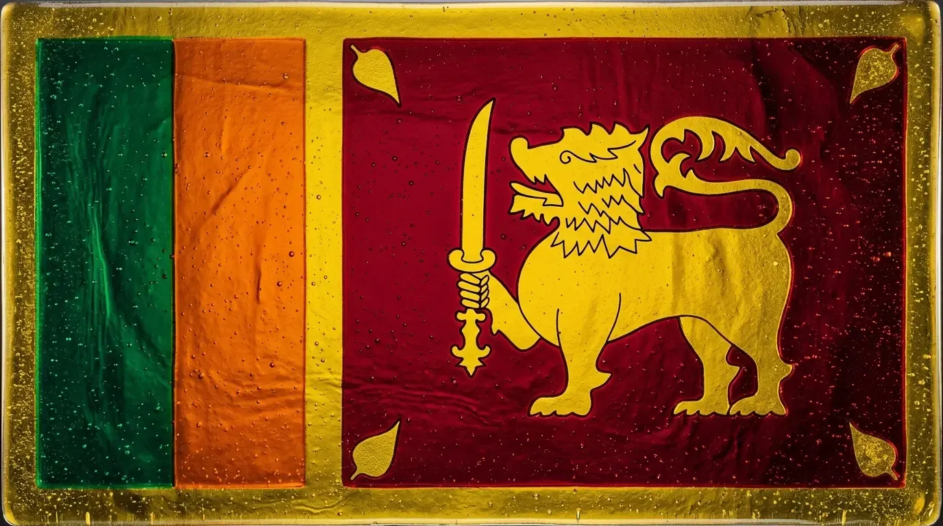 Panneau artistique en verre fusionné avec le drapeau de Sri Lanka