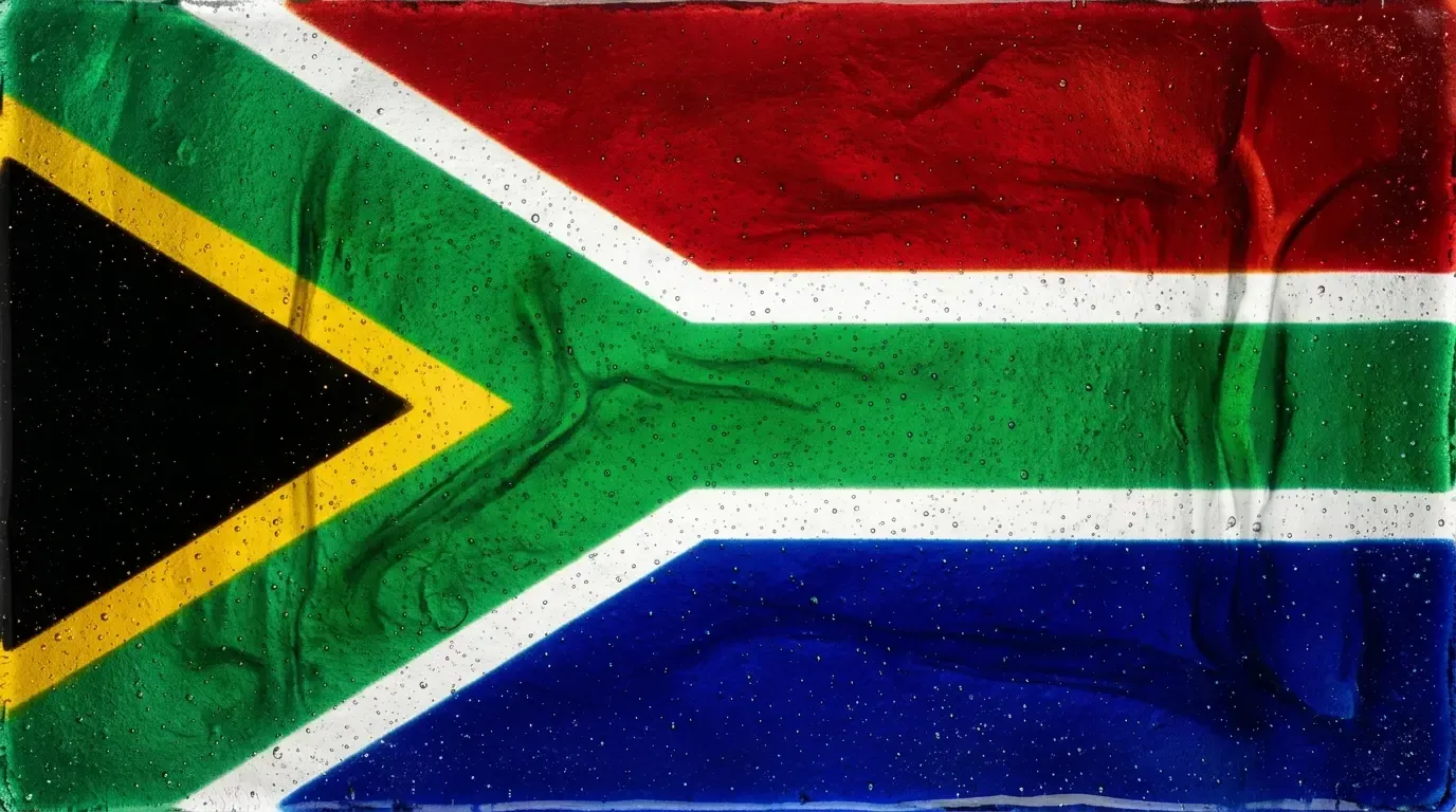Panneau artistique en verre fusionné avec le drapeau de Afrique du Sud