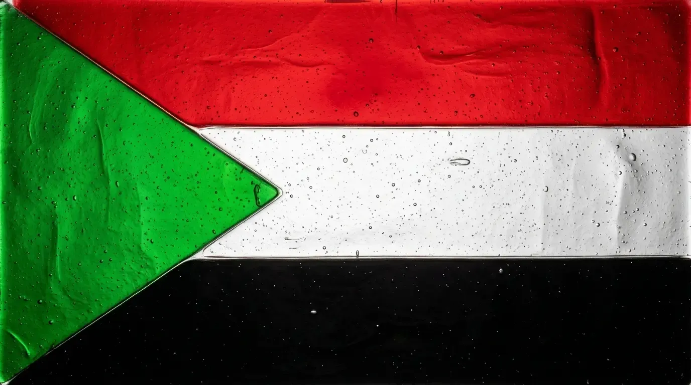 Artistic fused glass panel with the flag of Sudan