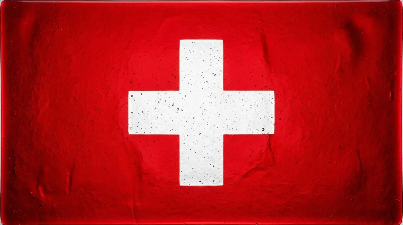 Panneau artistique en verre fusionné avec le drapeau de Suisse