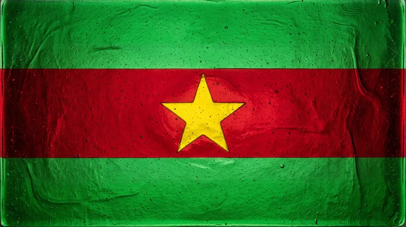 Panneau artistique en verre fusionné avec le drapeau de Suriname