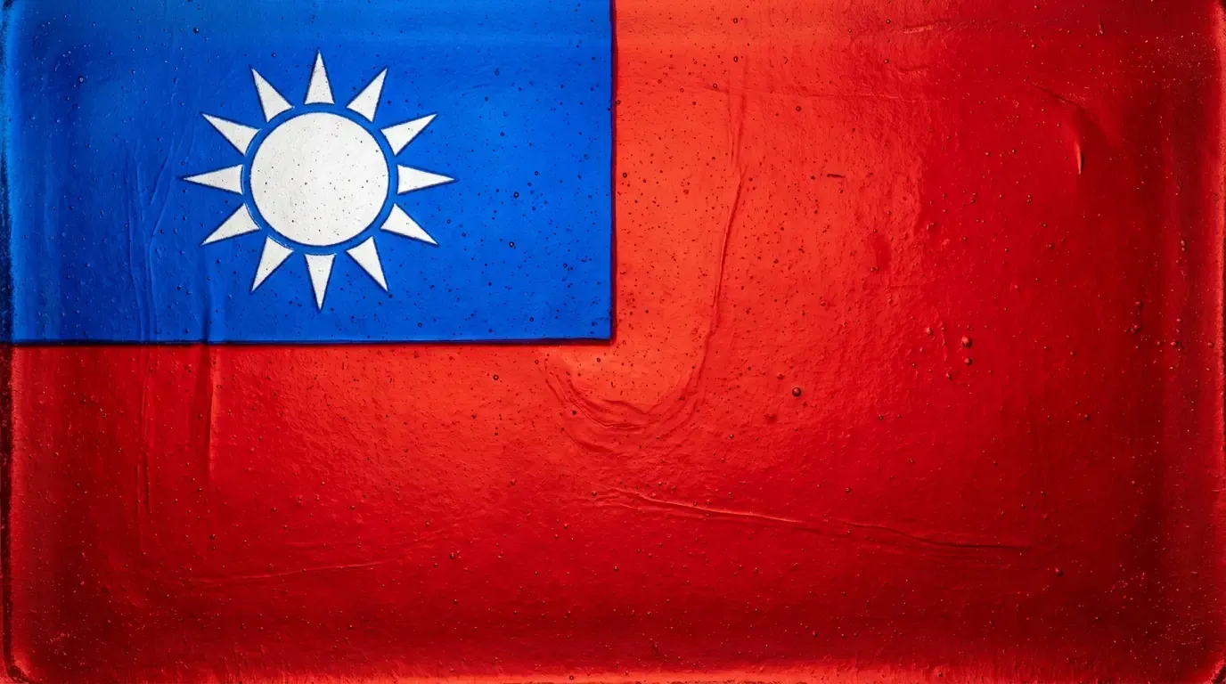Artistic fused glass panel with the flag of Taiwan