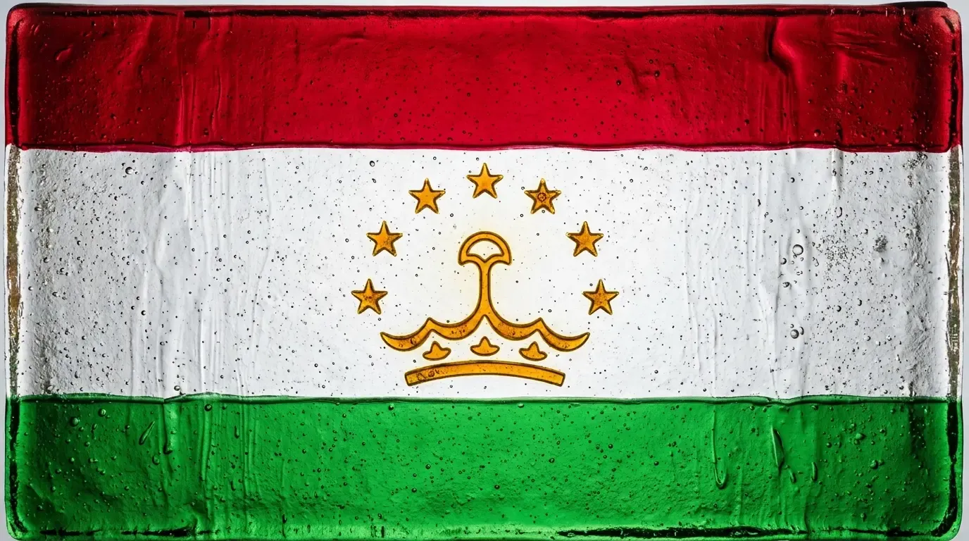 Artistic fused glass panel with the flag of Tajikistan