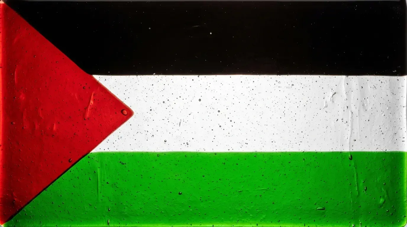 Panel artístico de vidrio fundido con la bandera de Territorios Palestinos