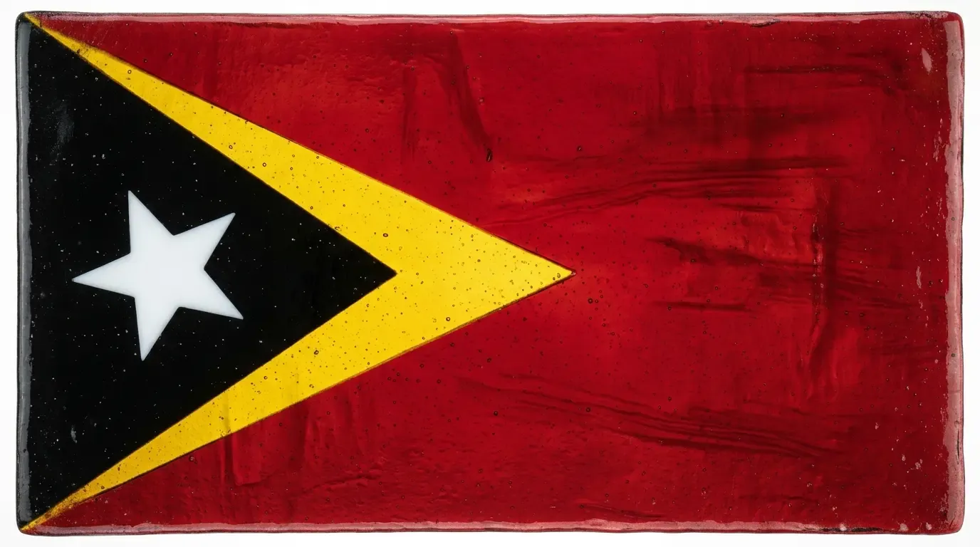 Panneau artistique en verre fusionné avec le drapeau de Timor oriental