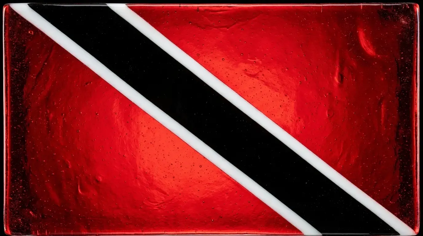 Panneau artistique en verre fusionné avec le drapeau de Trinité-et-Tobago