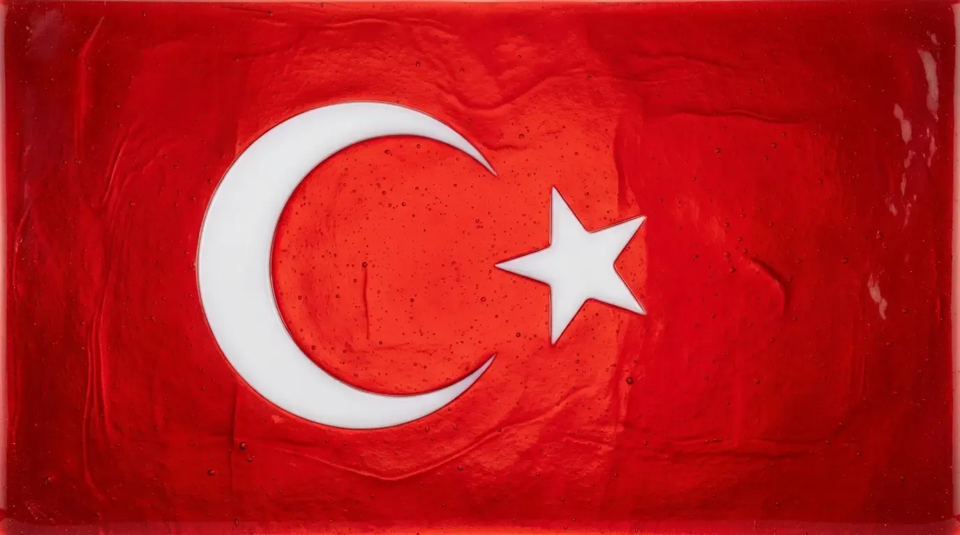 Panneau artistique en verre fusionné avec le drapeau de Türkiye