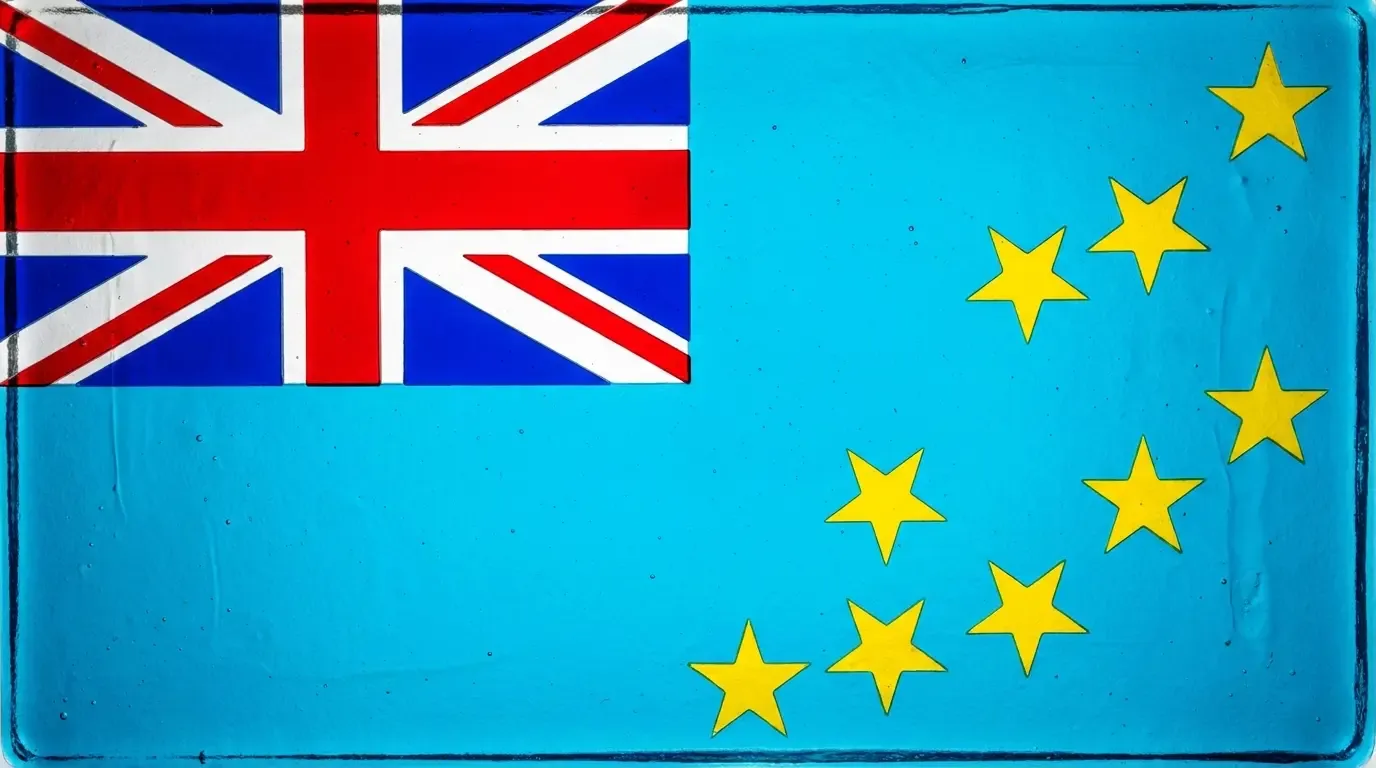 Artistic fused glass panel with the flag of Tuvalu
