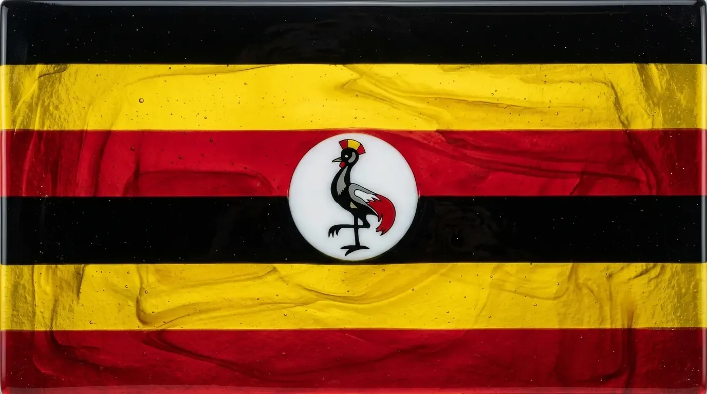 Panneau artistique en verre fusionné avec le drapeau de Ouganda