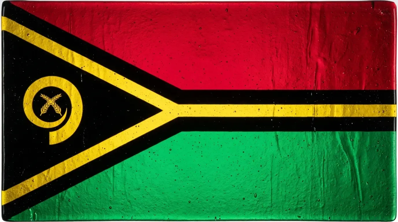 Panneau artistique en verre fusionné avec le drapeau de Vanuatu
