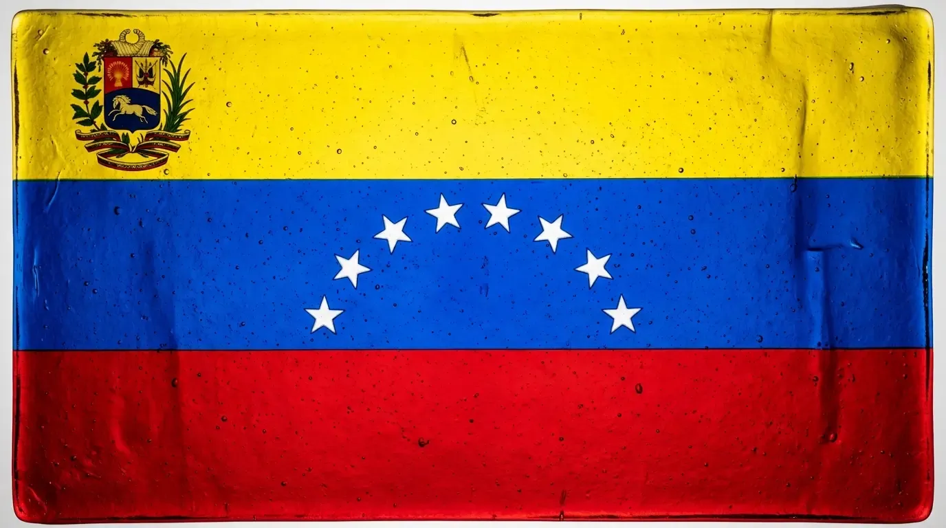 Panneau artistique en verre fusionné avec le drapeau de Venezuela