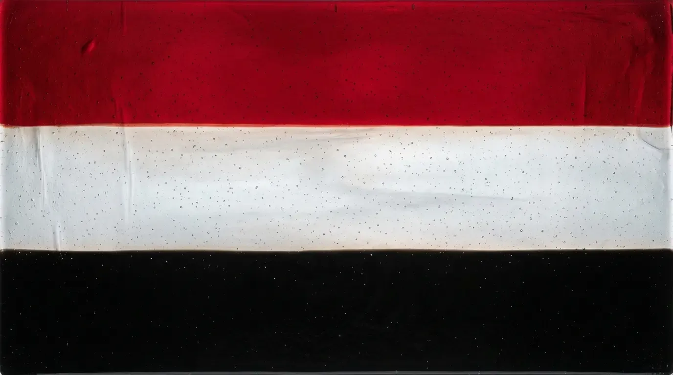 Panneau artistique en verre fusionné avec le drapeau de Yémen