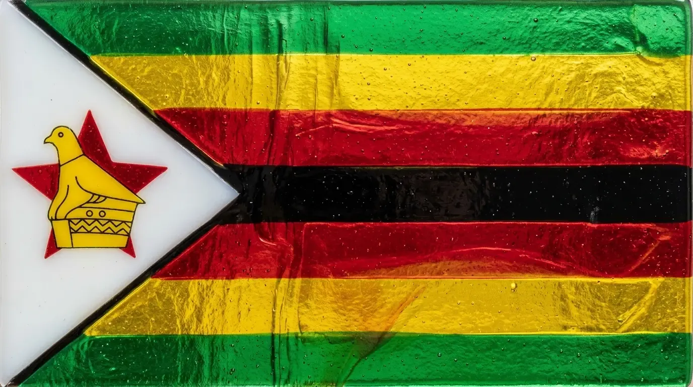Panneau artistique en verre fusionné avec le drapeau de Zimbabwe